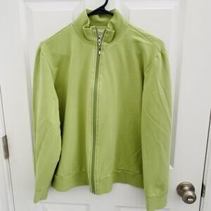 Talbots Jacket Womens XL Green Full Zip Cotton Spandex Lightweight old money